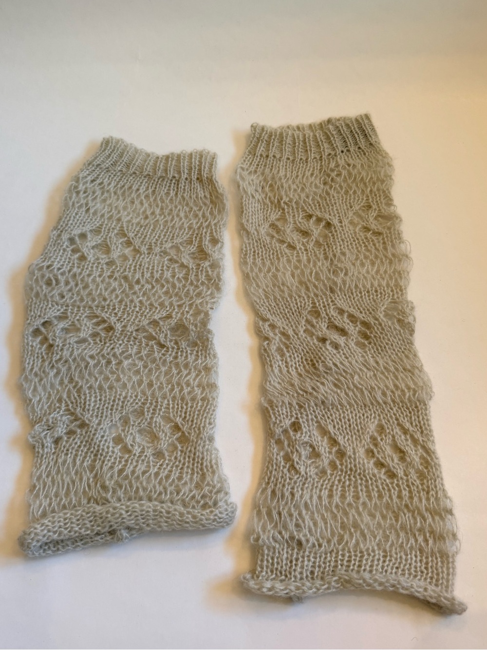 Wooden Ships Mohair Wool Open Knit Leg Warmers Oatmeal